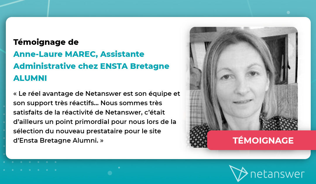 Témoignage de Anne-Laure MAREC, Assistante Administrative chez Ensta Bretagne ALUMNI